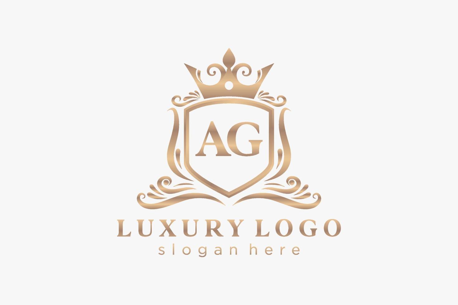 Initial AG Letter Royal Luxury Logo template in vector art for Restaurant, Royalty, Boutique, Cafe, Hotel, Heraldic, Jewelry, Fashion and other vector illustration.
