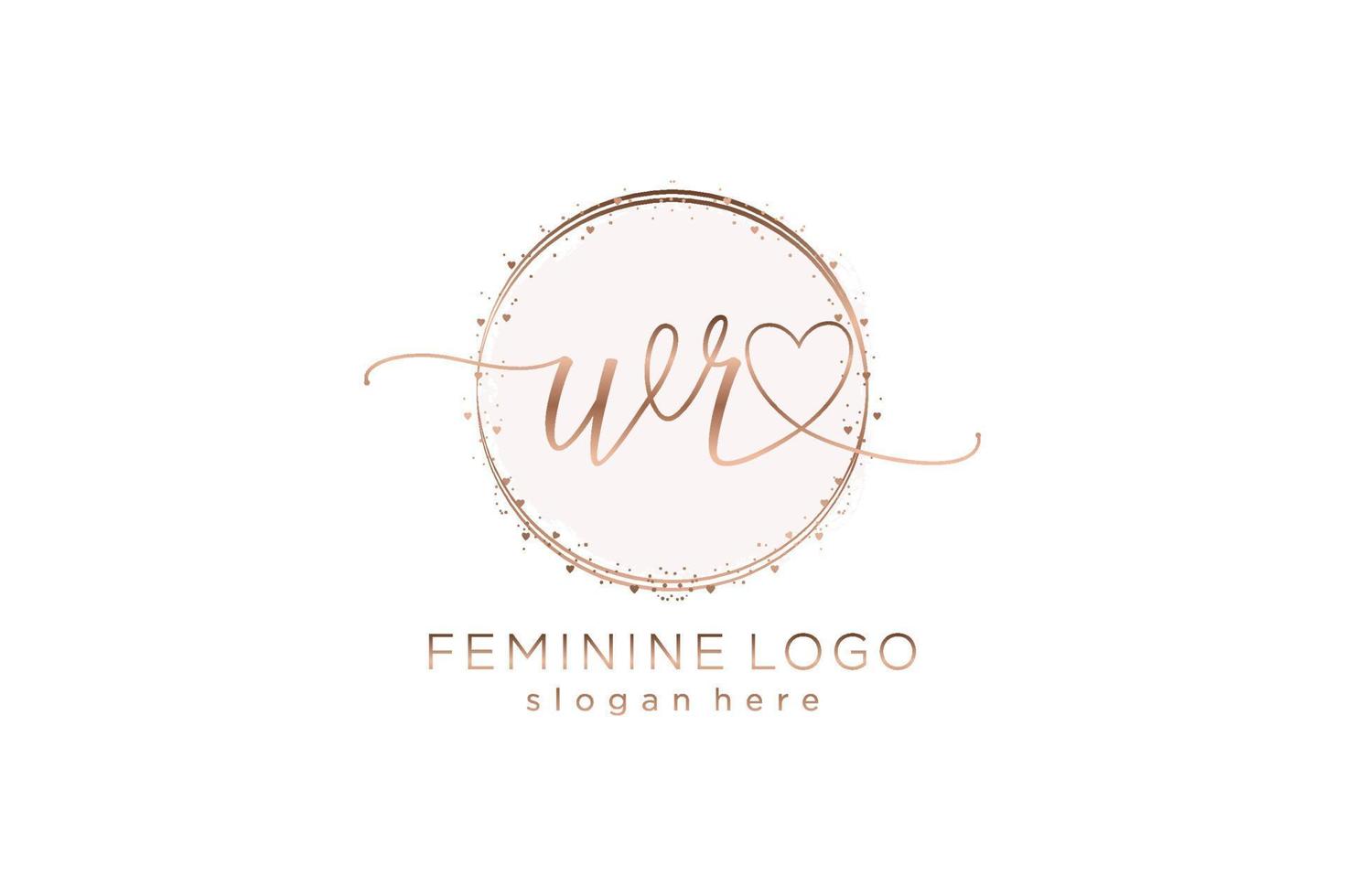 Initial WR handwriting logo with circle template vector logo of initial wedding, fashion, floral and botanical with creative template.