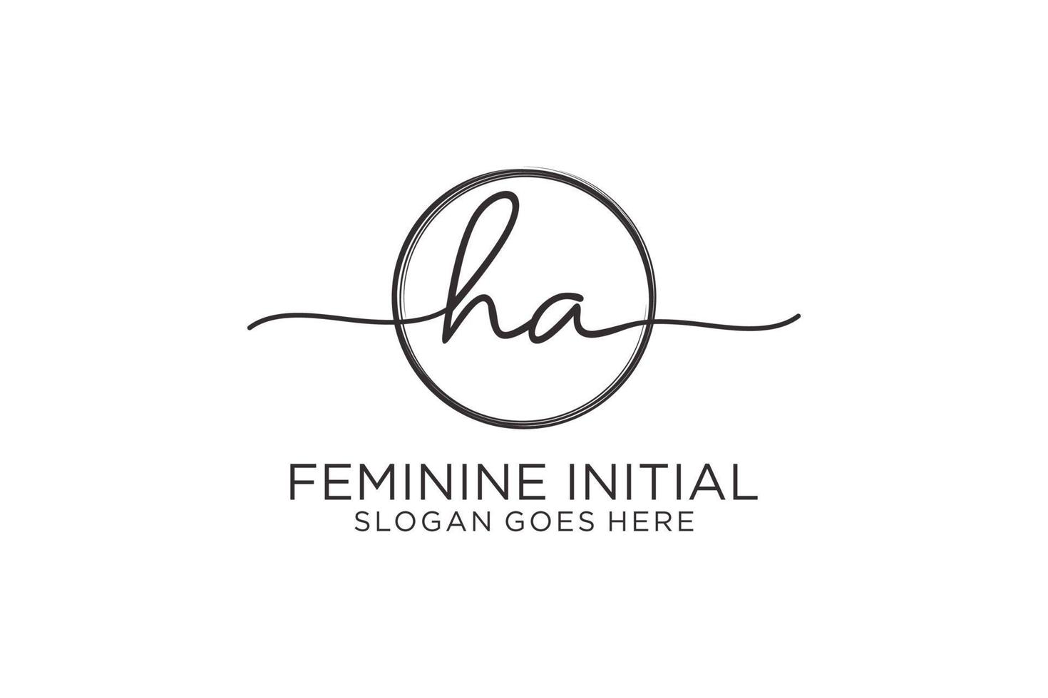 Initial HA handwriting logo with circle template vector logo of initial signature, wedding, fashion, floral and botanical with creative template.