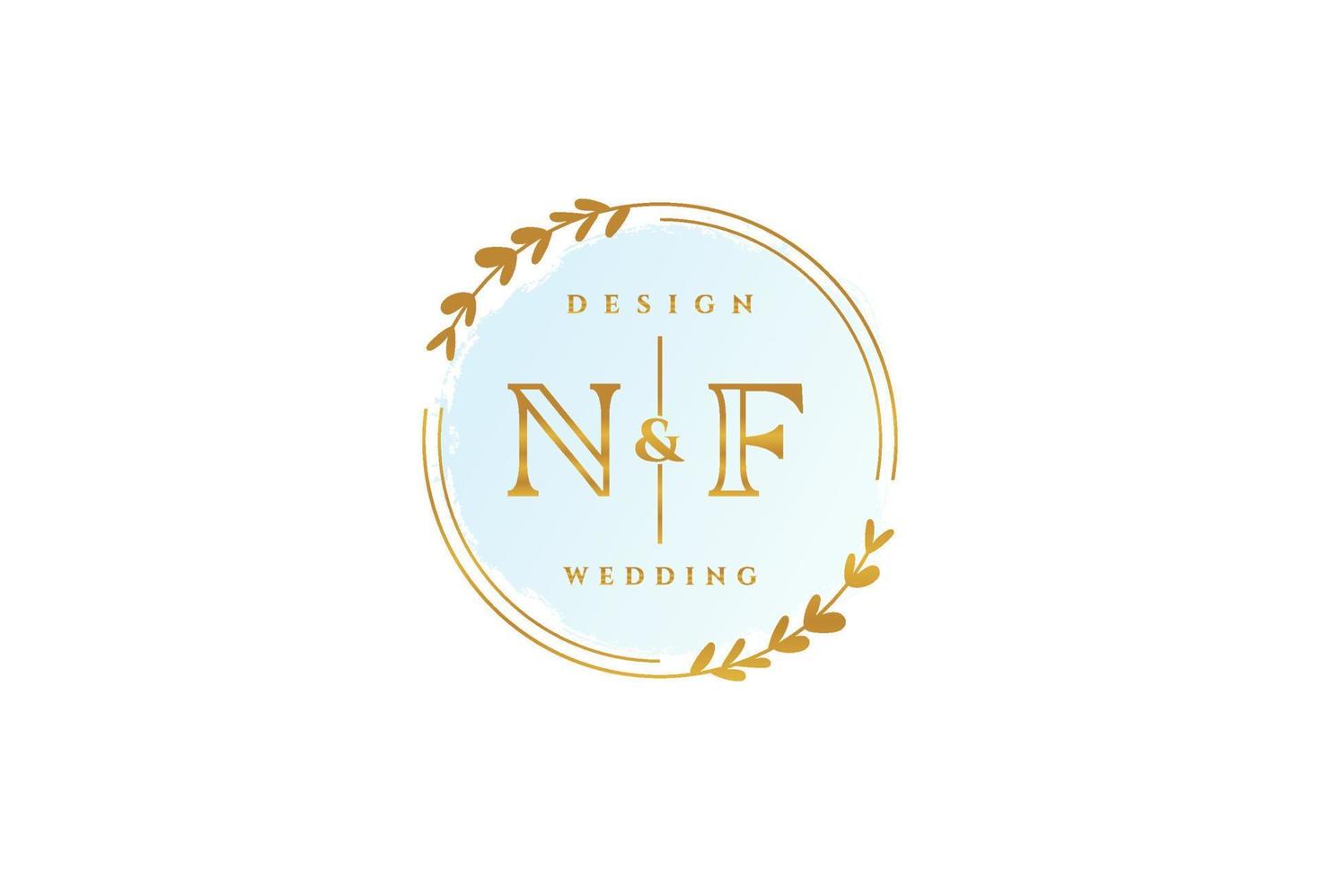 Initial NF beauty monogram and elegant logo design handwriting logo of initial signature, wedding, fashion, floral and botanical with creative template. vector