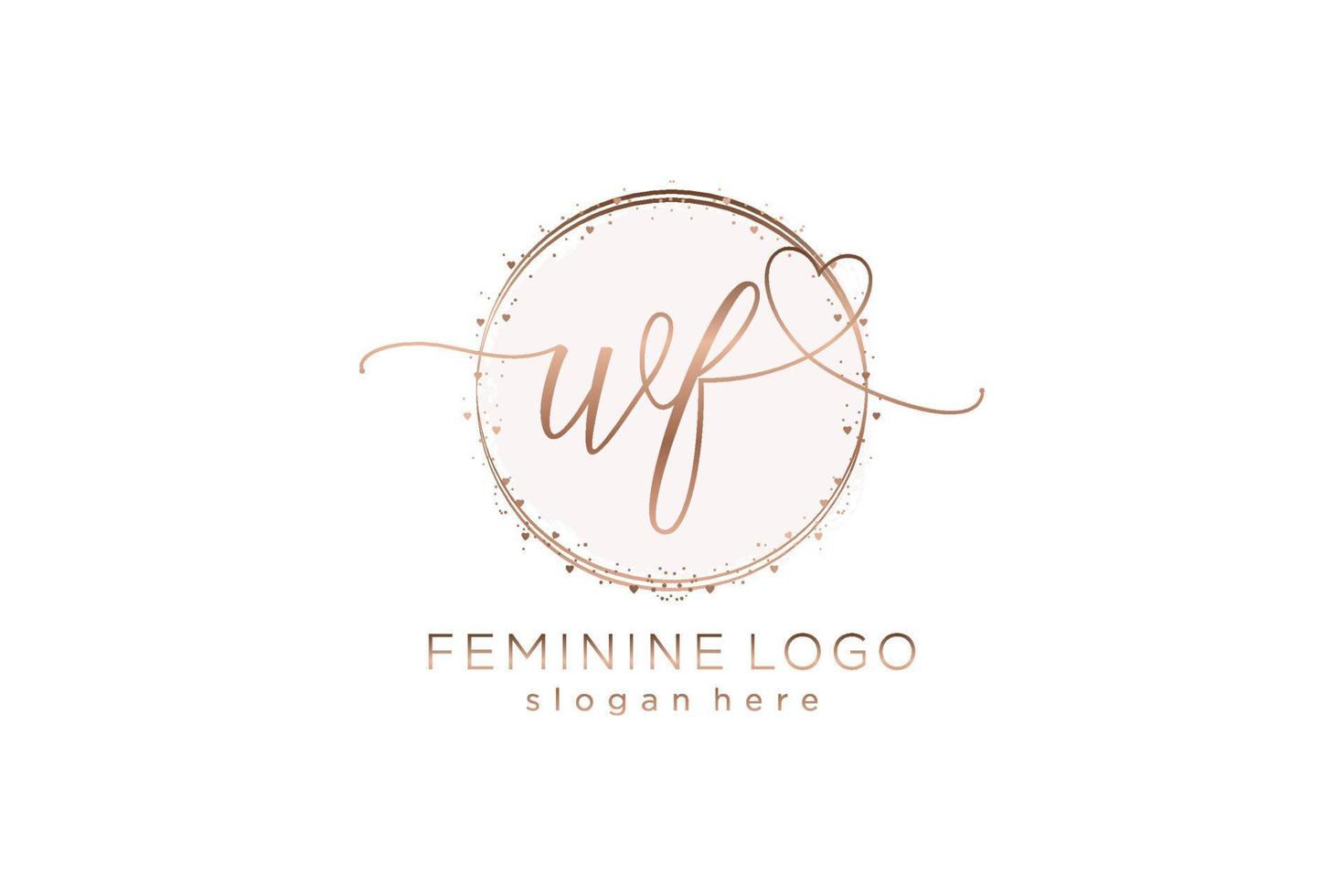Initial WF handwriting logo with circle template vector logo of initial wedding, fashion, floral and botanical with creative template.