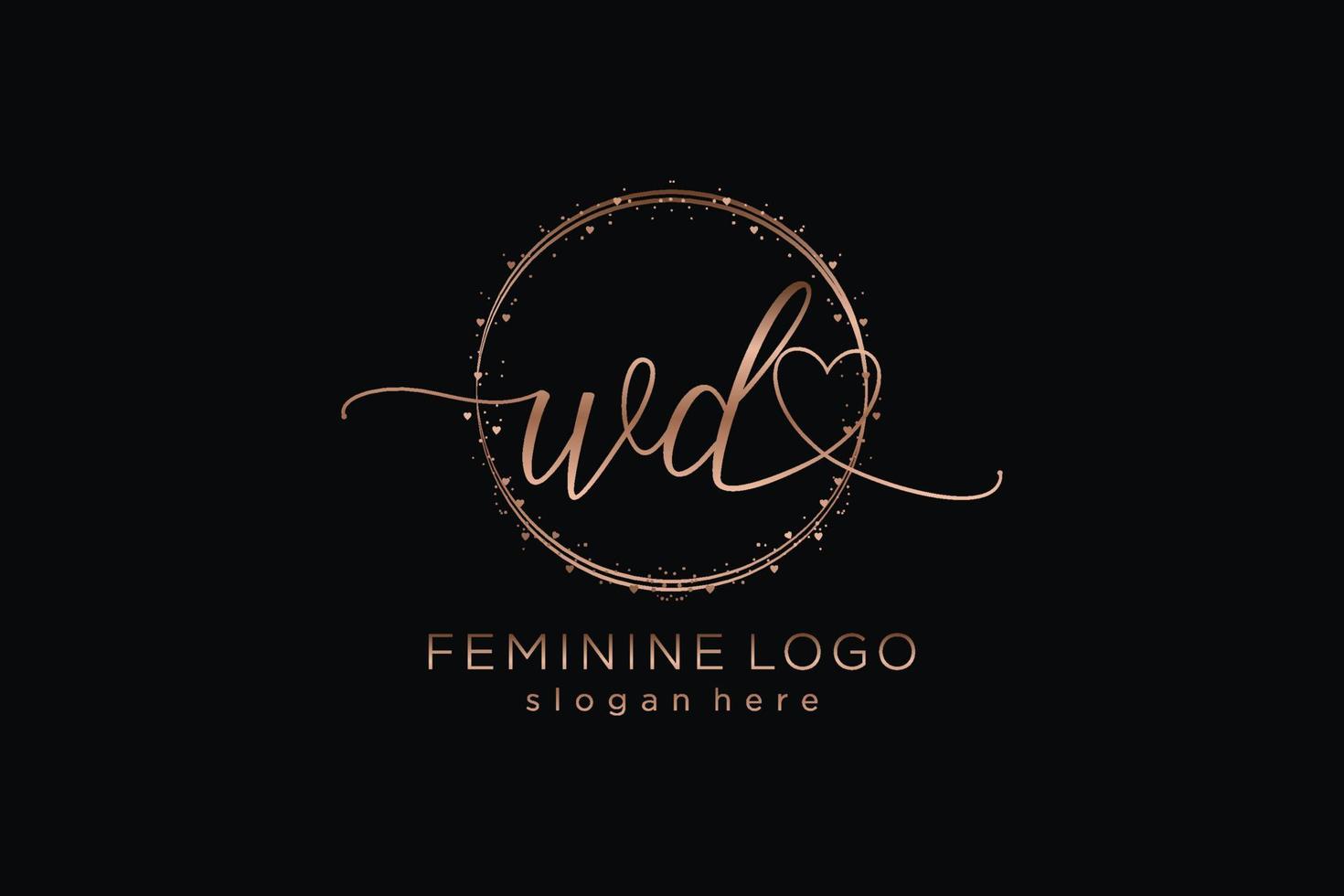 Initial WD handwriting logo with circle template vector logo of initial wedding, fashion, floral and botanical with creative template.