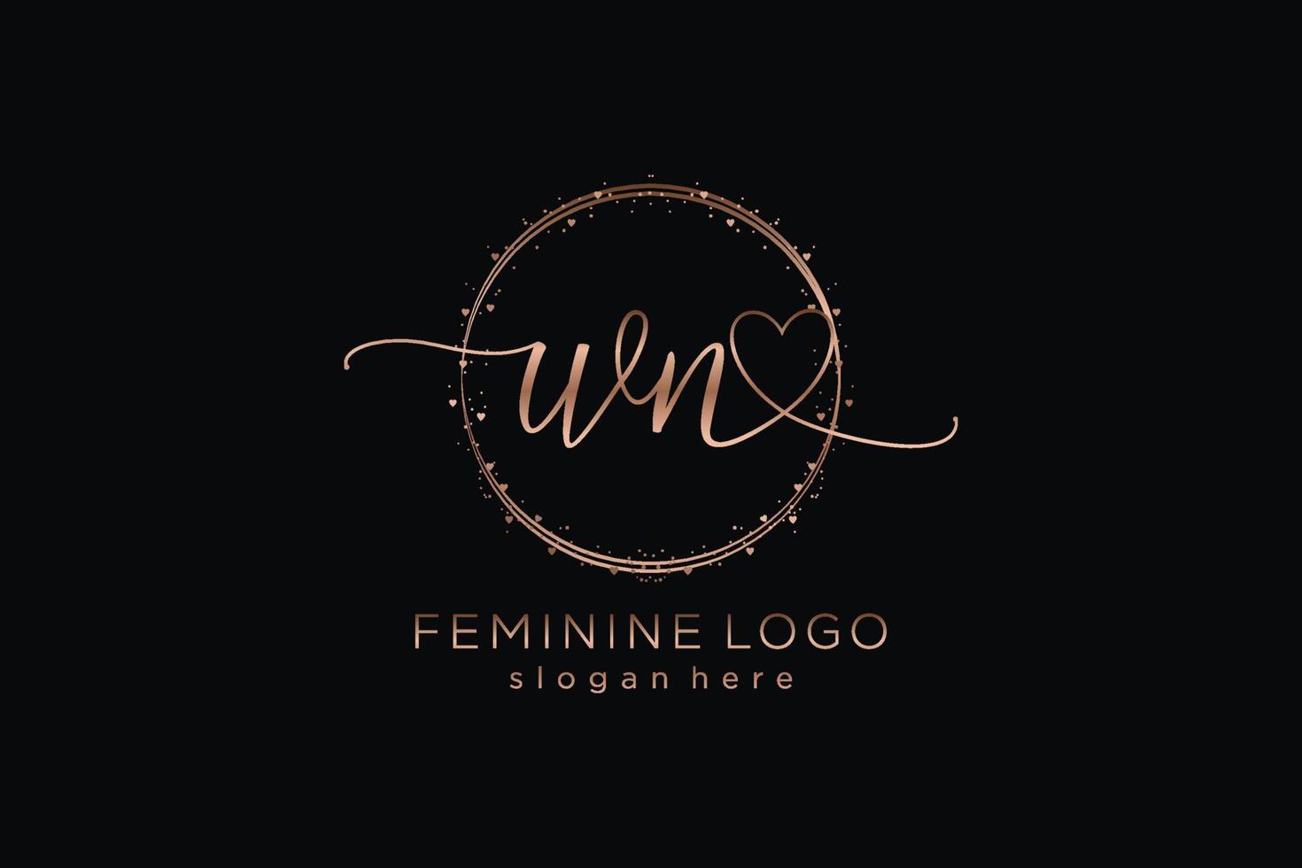 Initial WN handwriting logo with circle template vector logo of initial wedding, fashion, floral and botanical with creative template.
