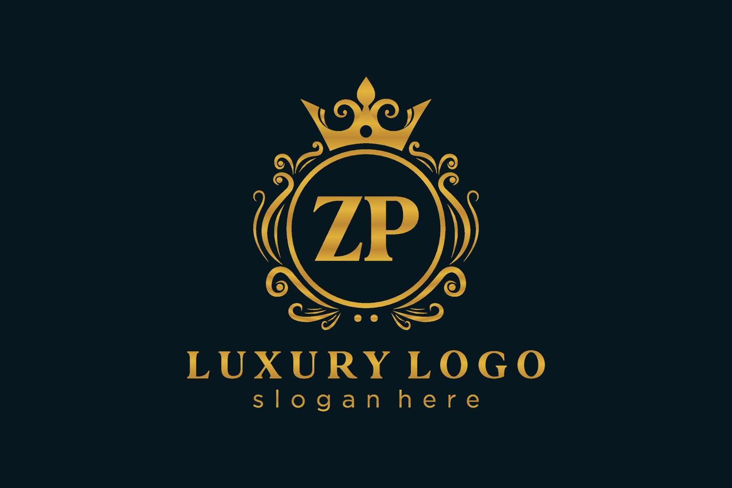Initial ZP Letter Royal Luxury Logo template in vector art for Restaurant, Royalty, Boutique, Cafe, Hotel, Heraldic, Jewelry, Fashion and other vector illustration.