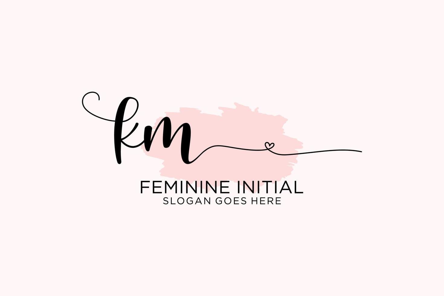 Initial KM beauty monogram and elegant logo design handwriting logo of initial signature, wedding, fashion, floral and botanical with creative template. vector