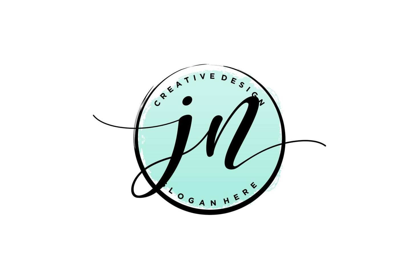 Initial JN handwriting logo with circle template vector signature, wedding, fashion, floral and botanical with creative template.