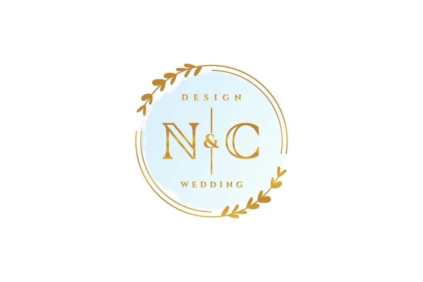Initial NC beauty monogram and elegant logo design handwriting logo of initial signature, wedding, fashion, floral and botanical with creative template. vector