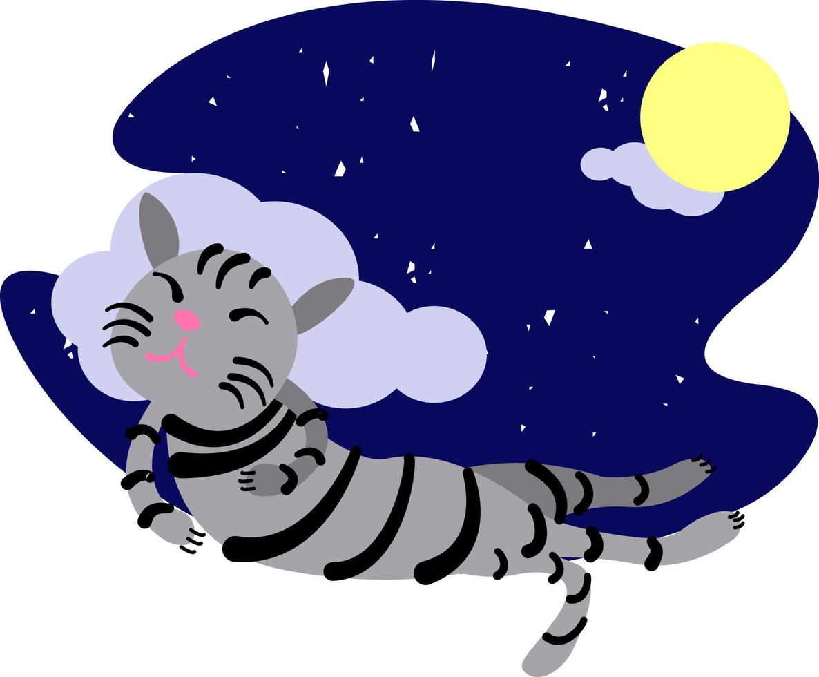 un gato dormido ilustración sobre el tema de la recreación en el estilo plano. vector