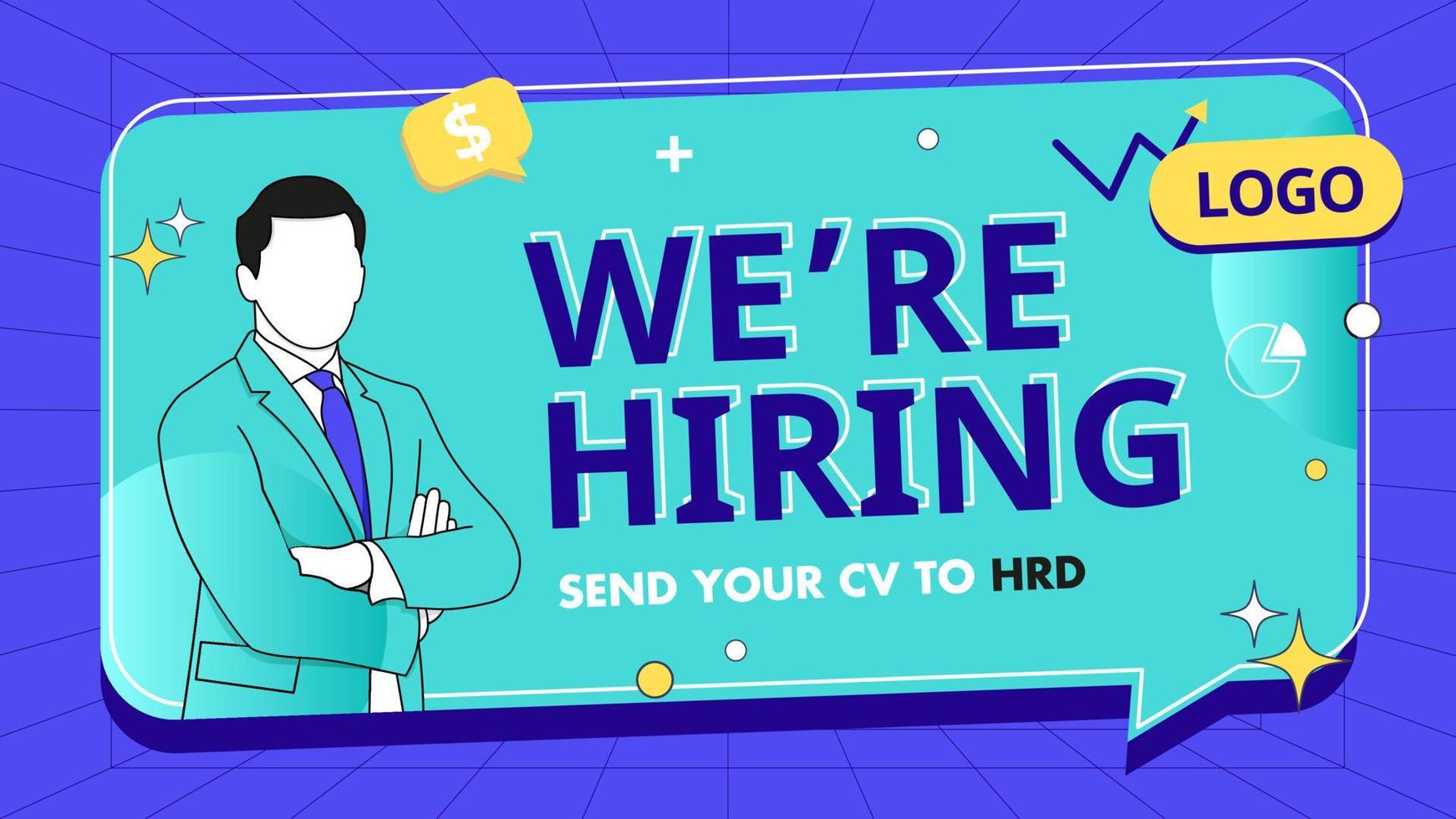 We are hiring banner design with flat business man illustration vector