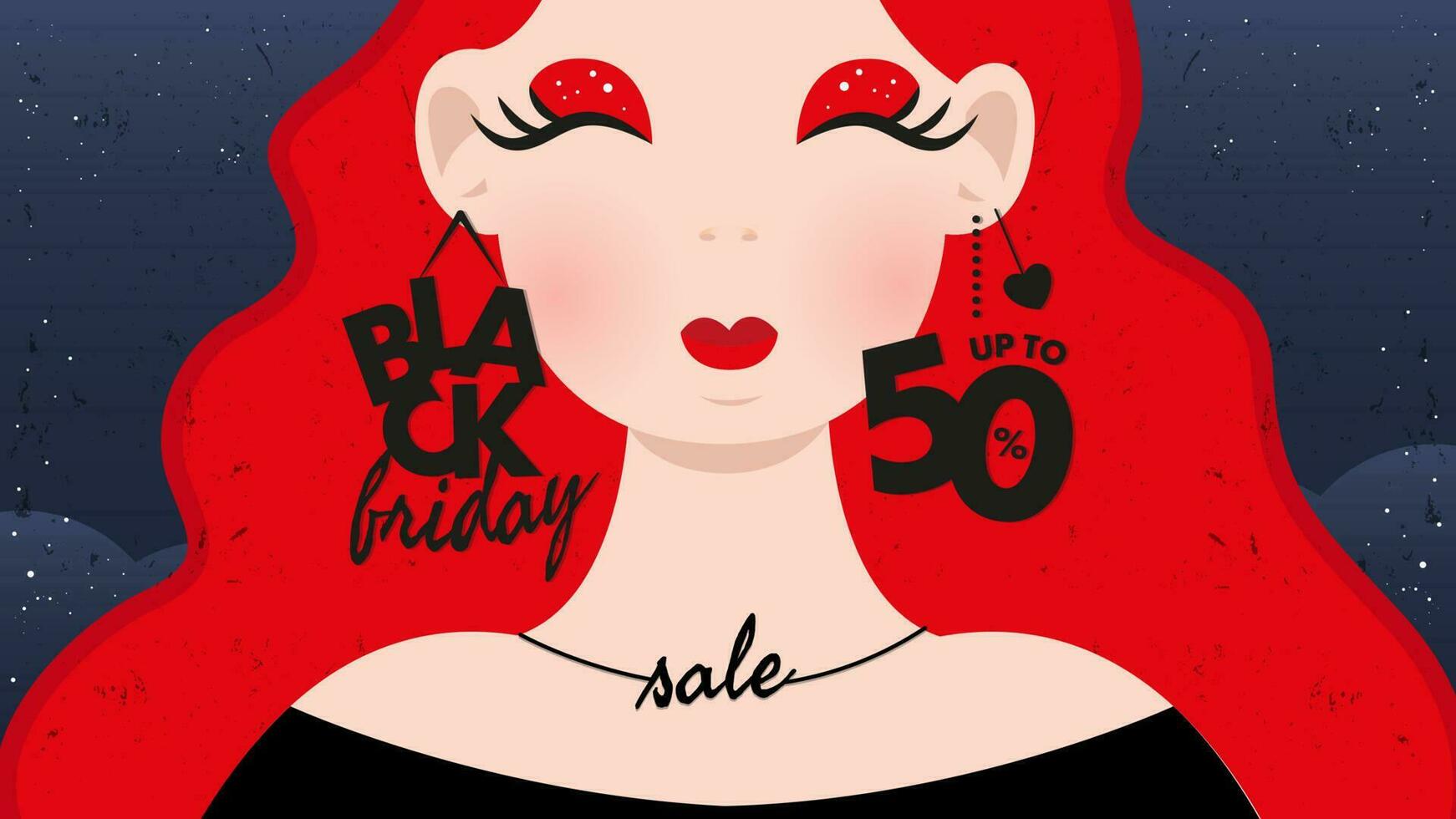 Black friday sale banner design with flat woman illustration vector