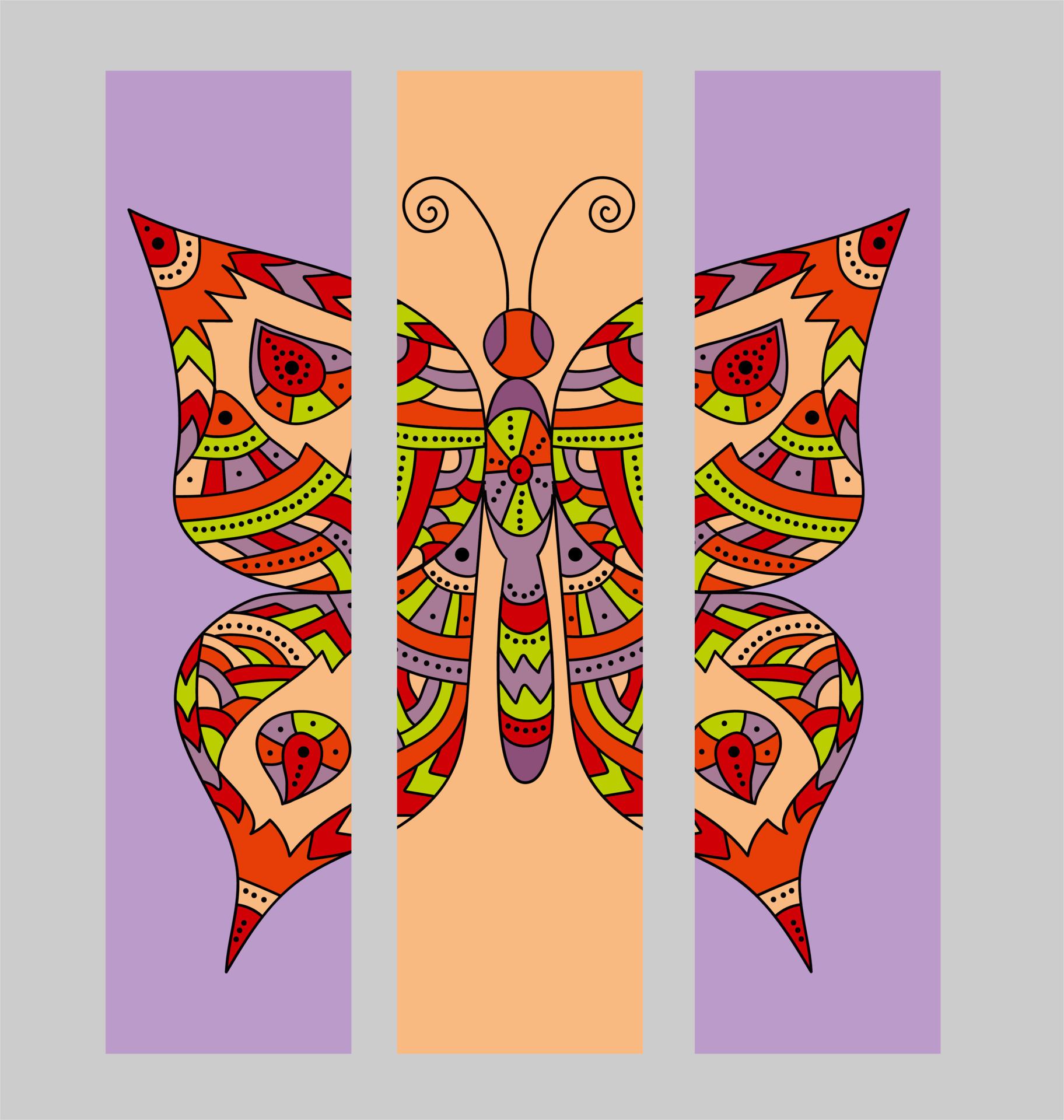 Set of bookmarks with colorful tropical butterfly. 13155384 Vector Art