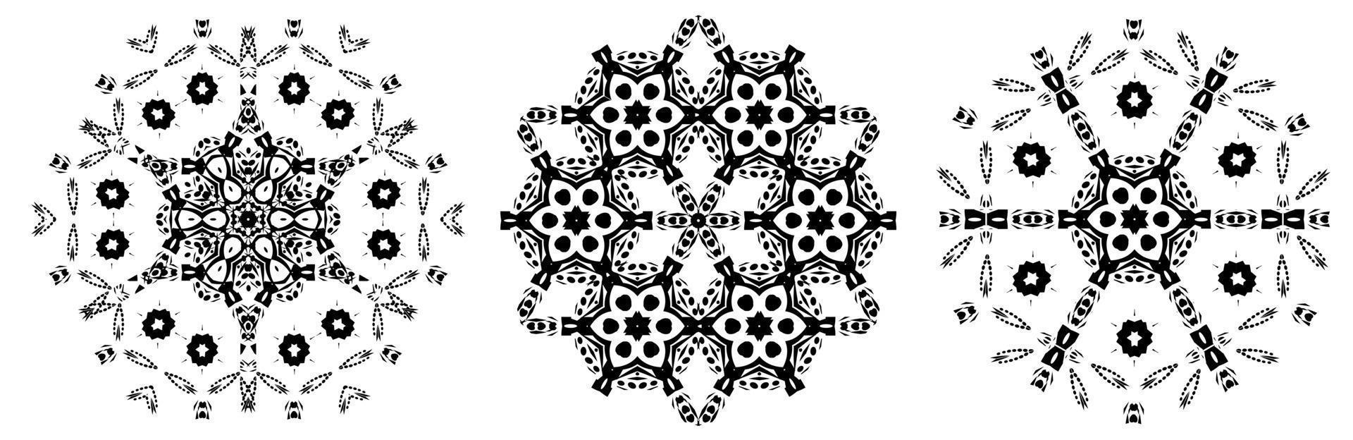 conjunto de adornos geométricos circulares sobre fondo blanco. mandalas redondas. vector