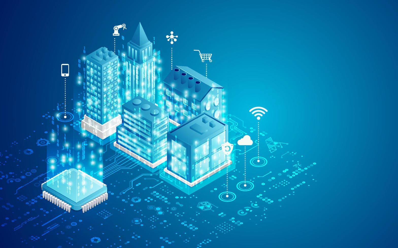 futuristic smart city vector