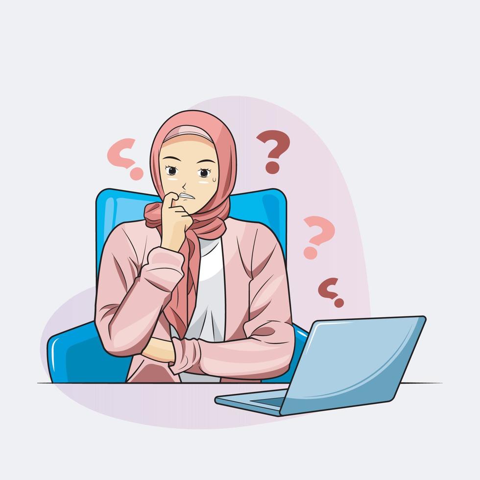 Muslim Business Woman is confusing vector illustration pro download