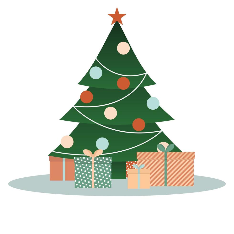 Christmas tree with gift boxes vector