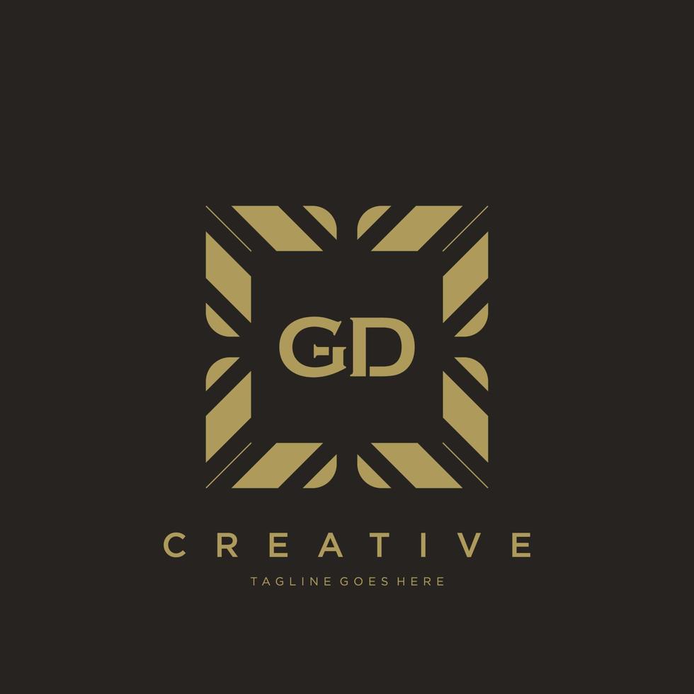 vector de plantilla de logotipo de monograma de ornamento de lujo de letra inicial gd