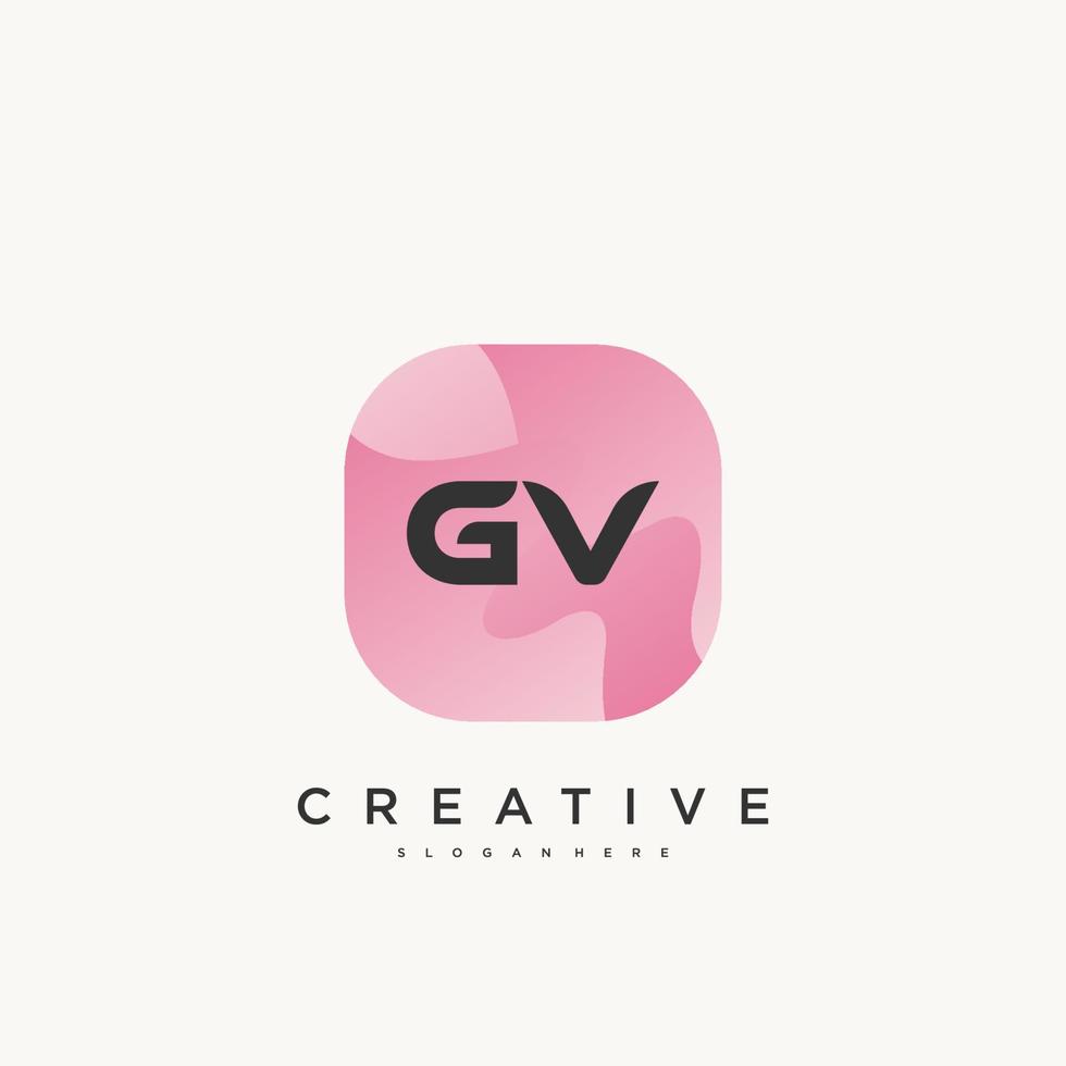 GV Initial Letter logo icon design template elements with wave colorful vector