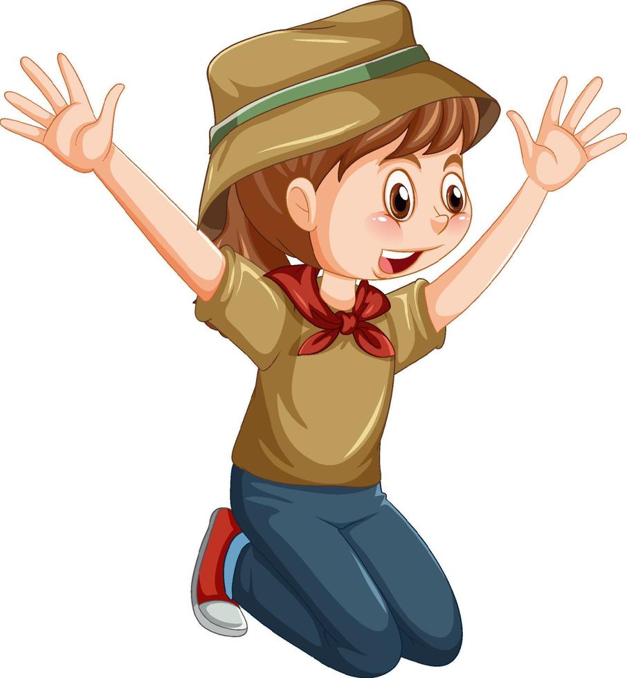 Camping girl cartoon character vector