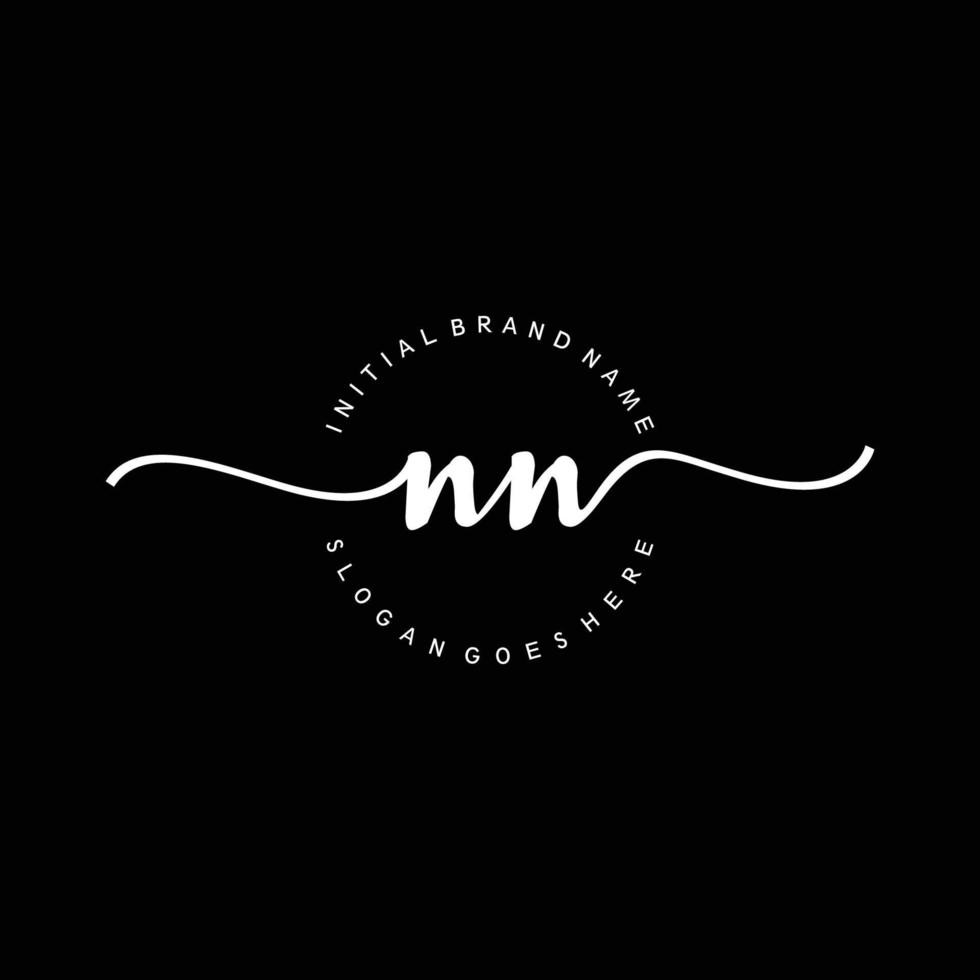 Initial NN handwriting logo template vector