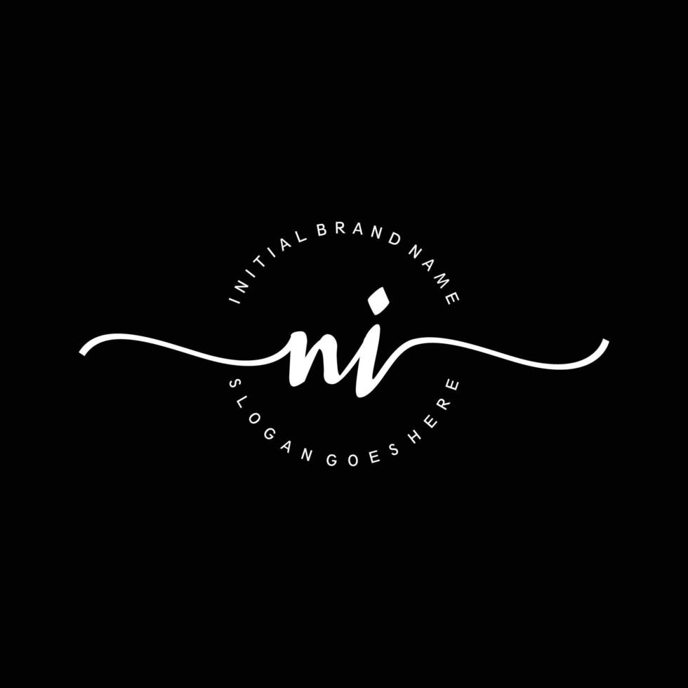 Initial NI handwriting logo template vector