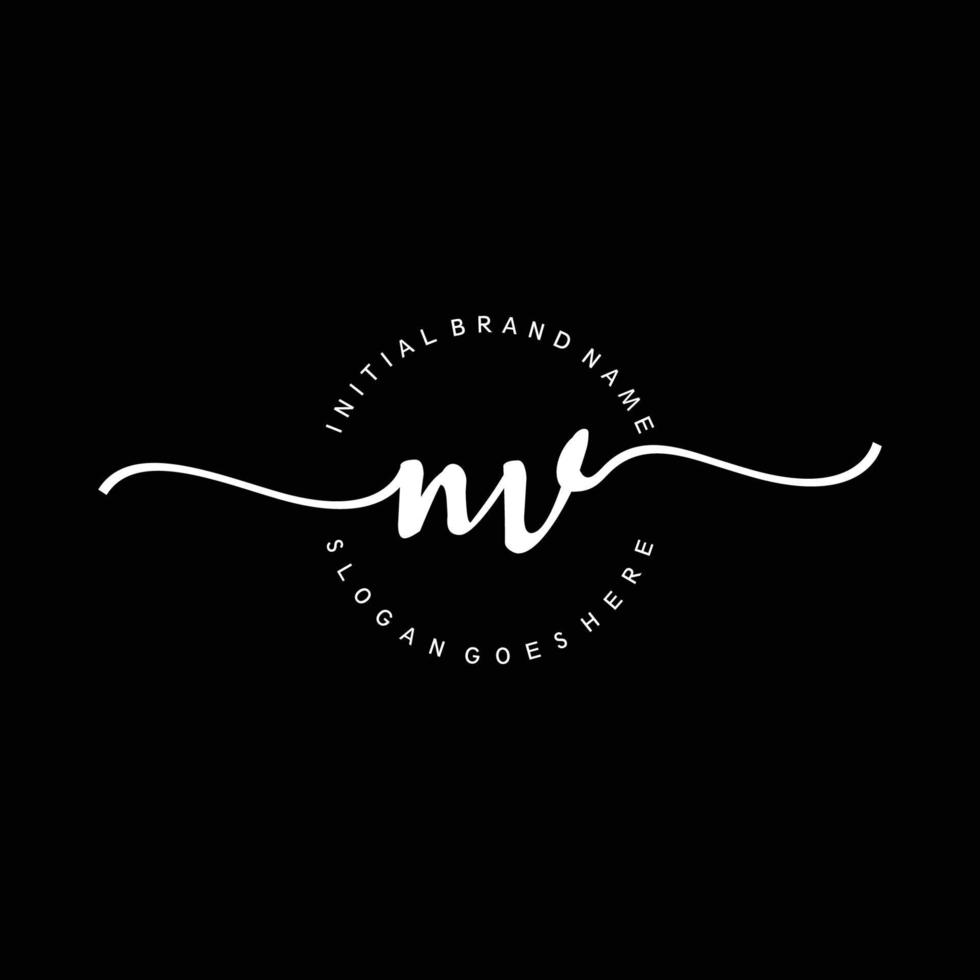 Initial NV handwriting logo template vector