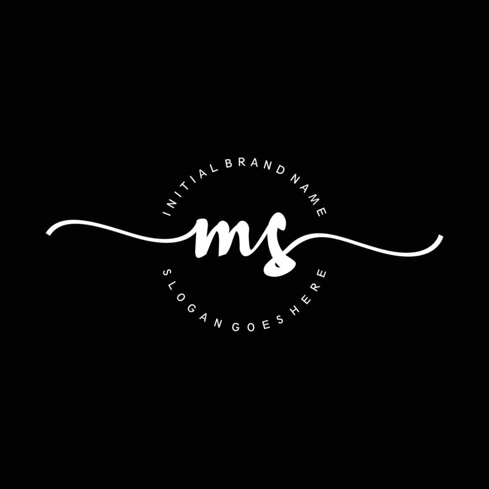 Initial MS handwriting logo template vector