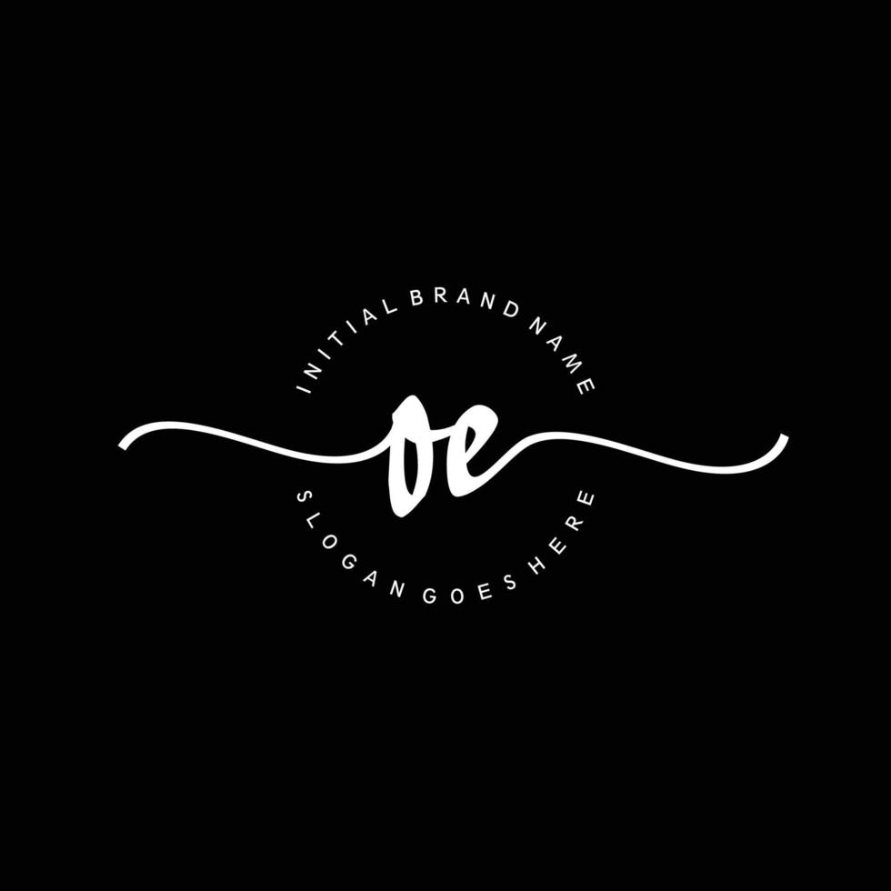 Initial OE handwriting logo template vector