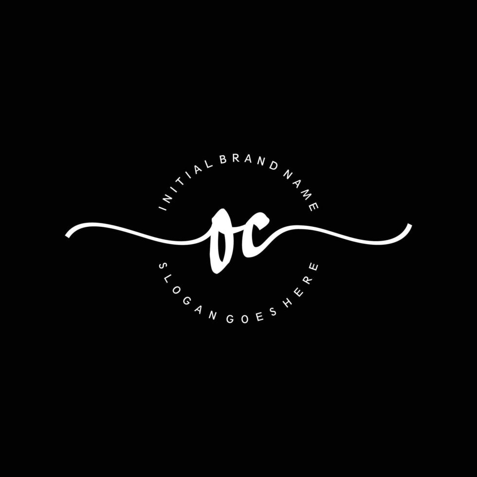 Initial OC handwriting logo template vector