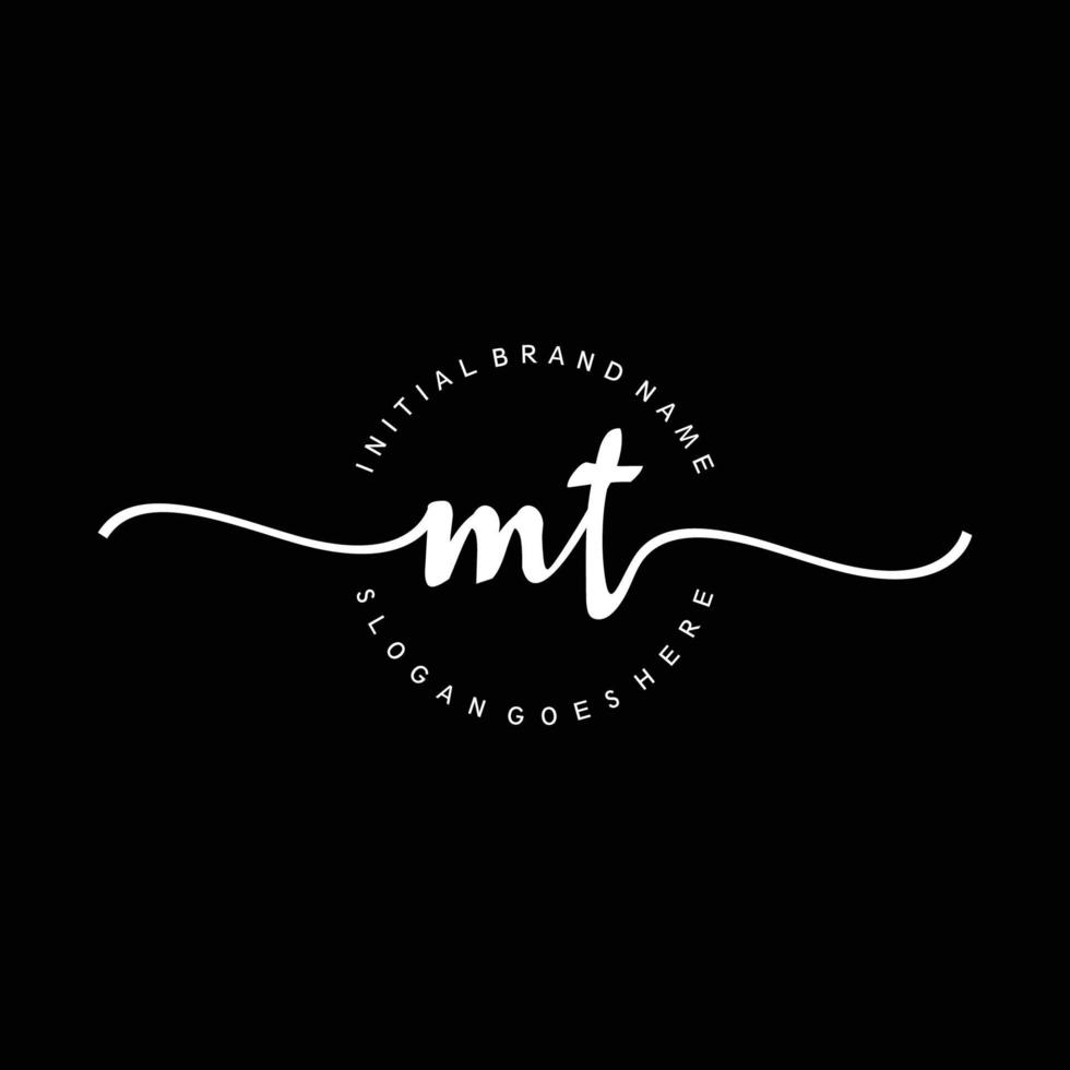 Initial MT handwriting logo template vector