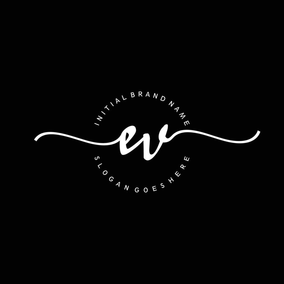 Initial EV handwriting logo template vector