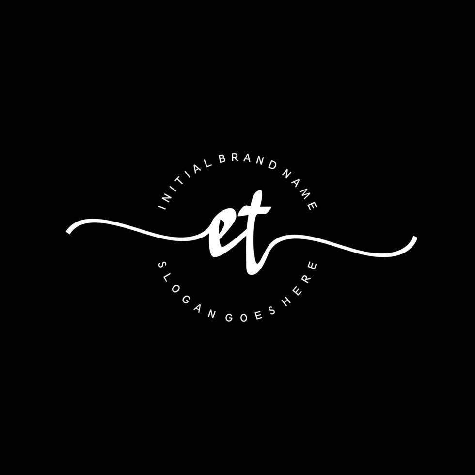 Initial ET handwriting logo template vector