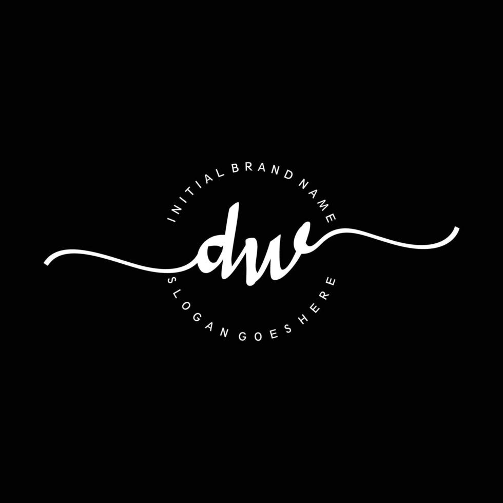 Initial DW handwriting logo template vector