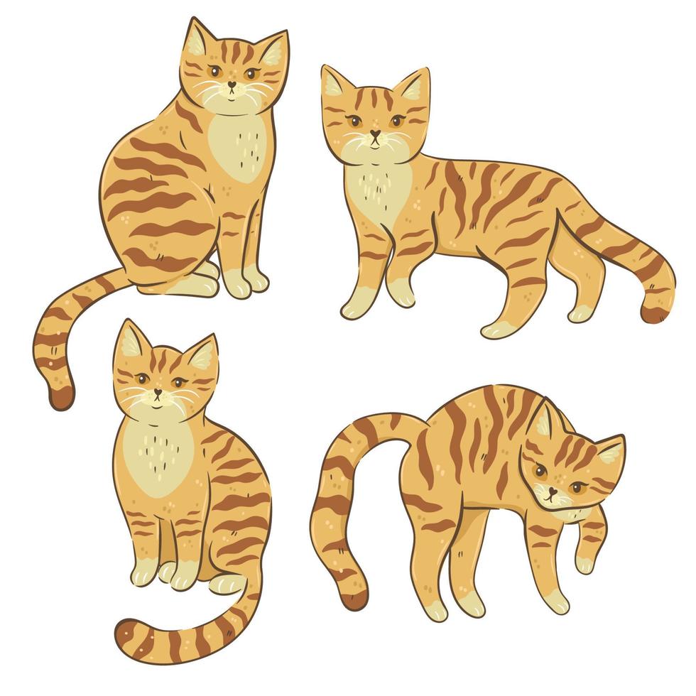 conjunto de gatos de dunas de arena aislados sobre fondo blanco. gráficos vectoriales vector