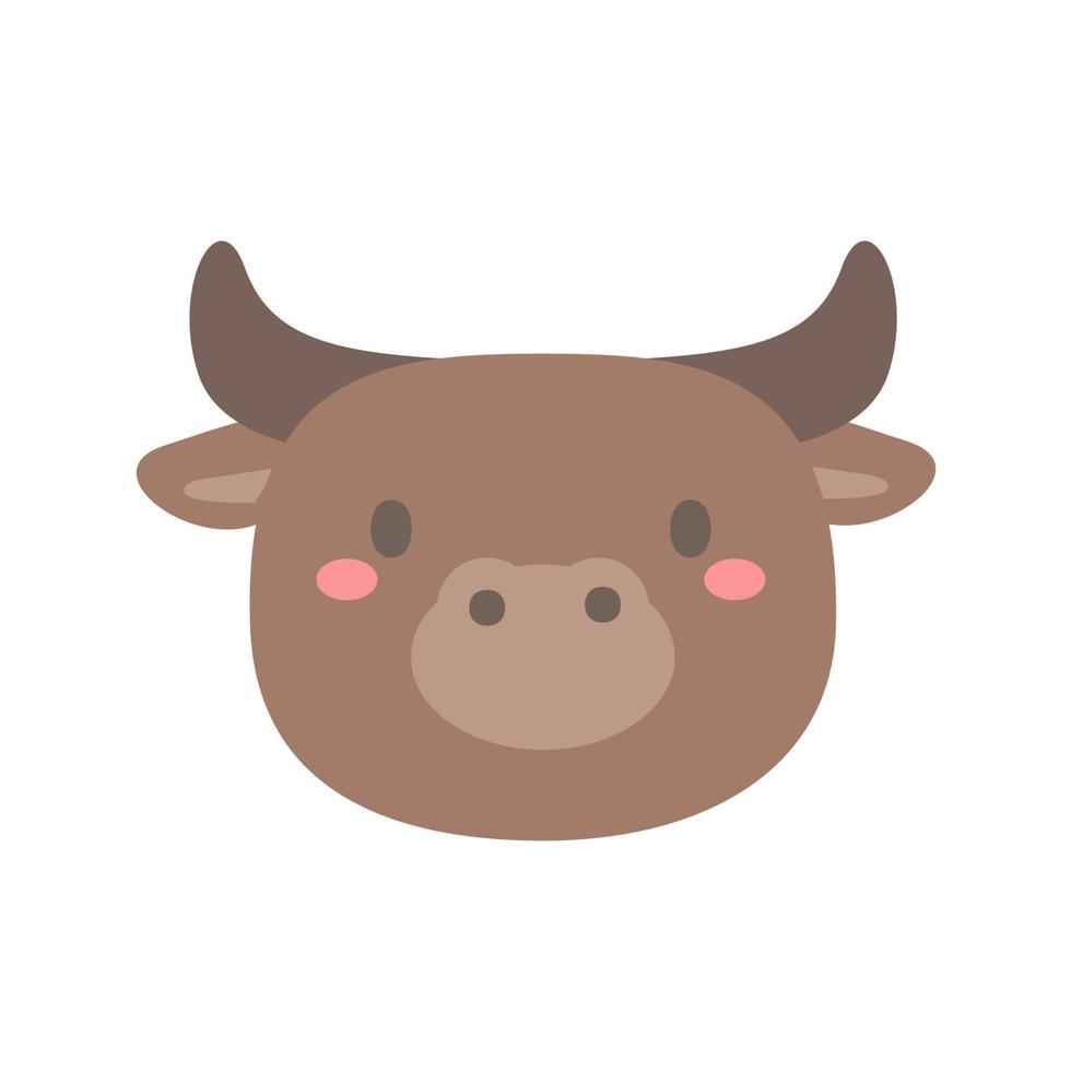 vector de búfalo lindo diseño de cara de animal para niños