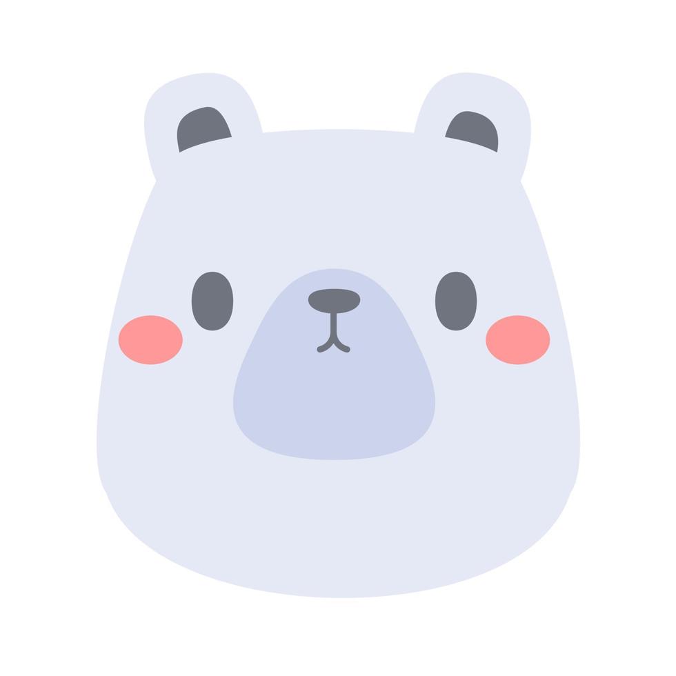 vector de oso polar. lindo diseño de cara de animal para niños