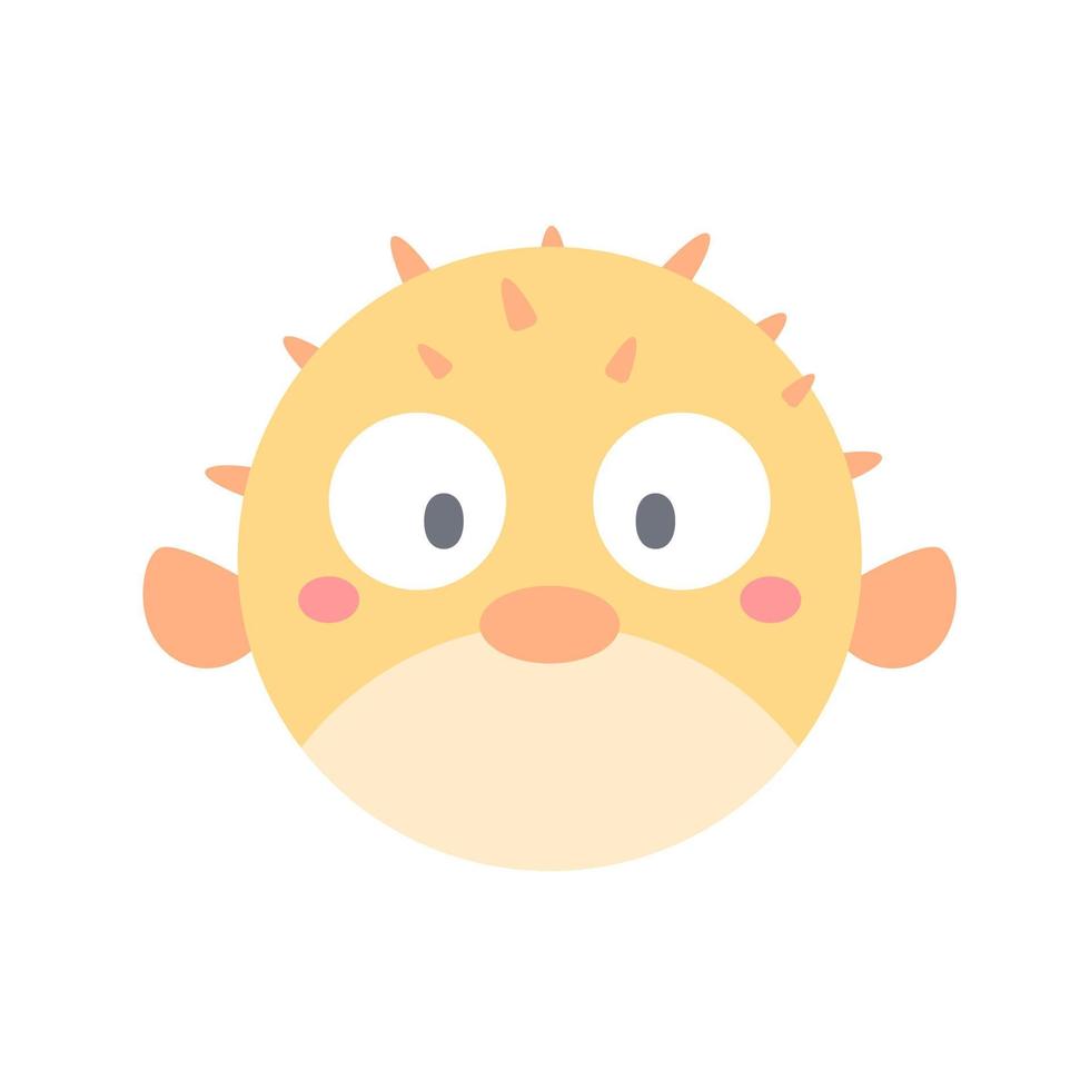 Pufferfish vector. cute animal face design for kids vector
