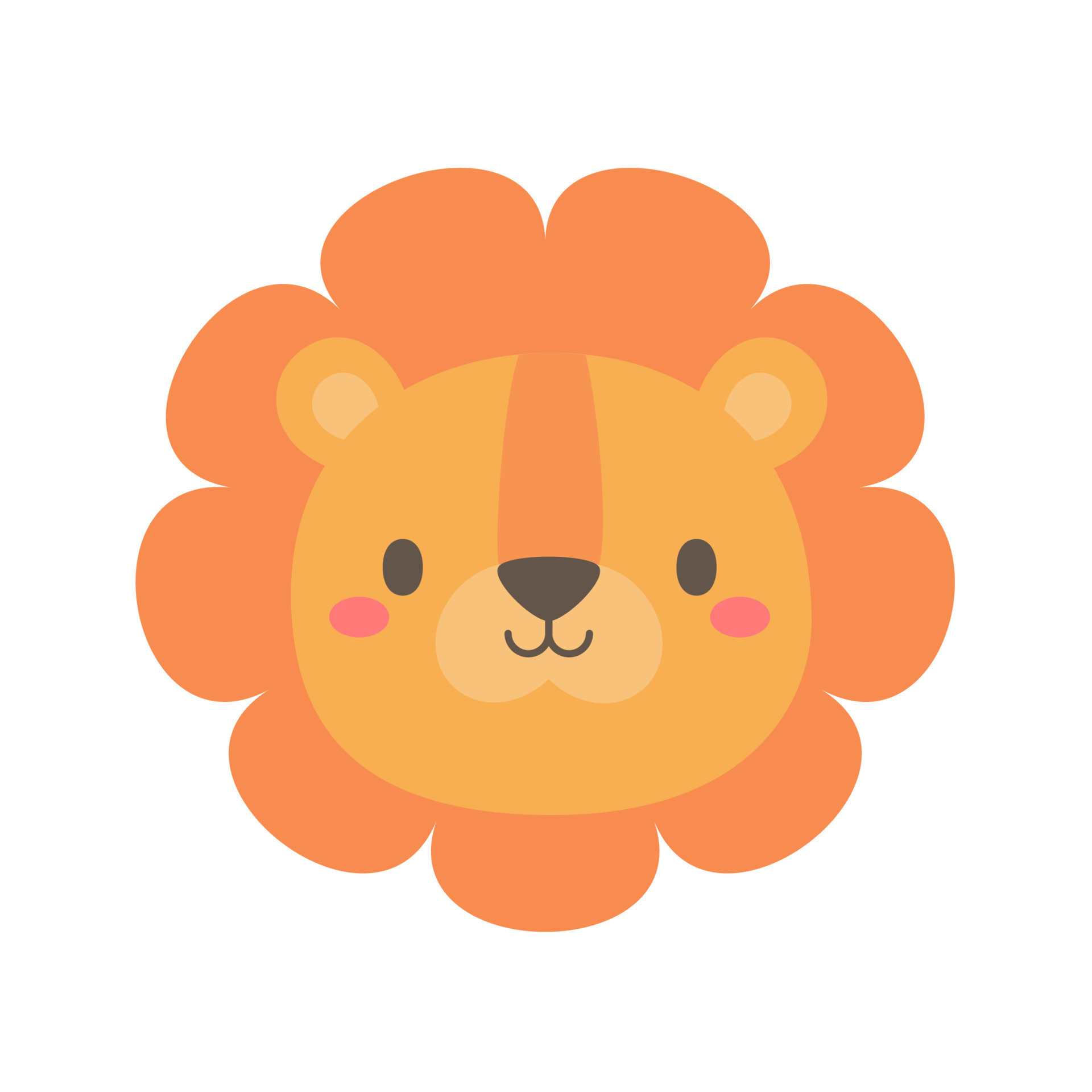 vector de león lindo diseño de cara de animal para niños 13156011