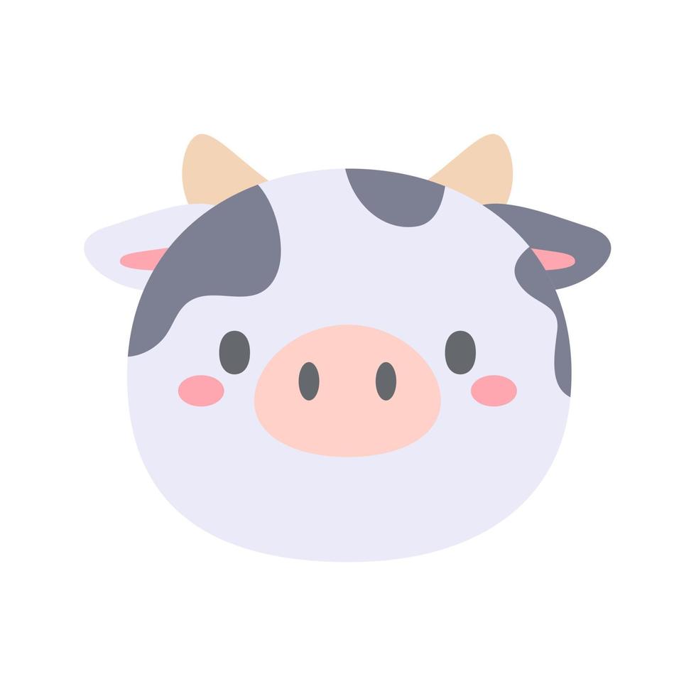 vector de vaca linda cara de animal. diseño para niños