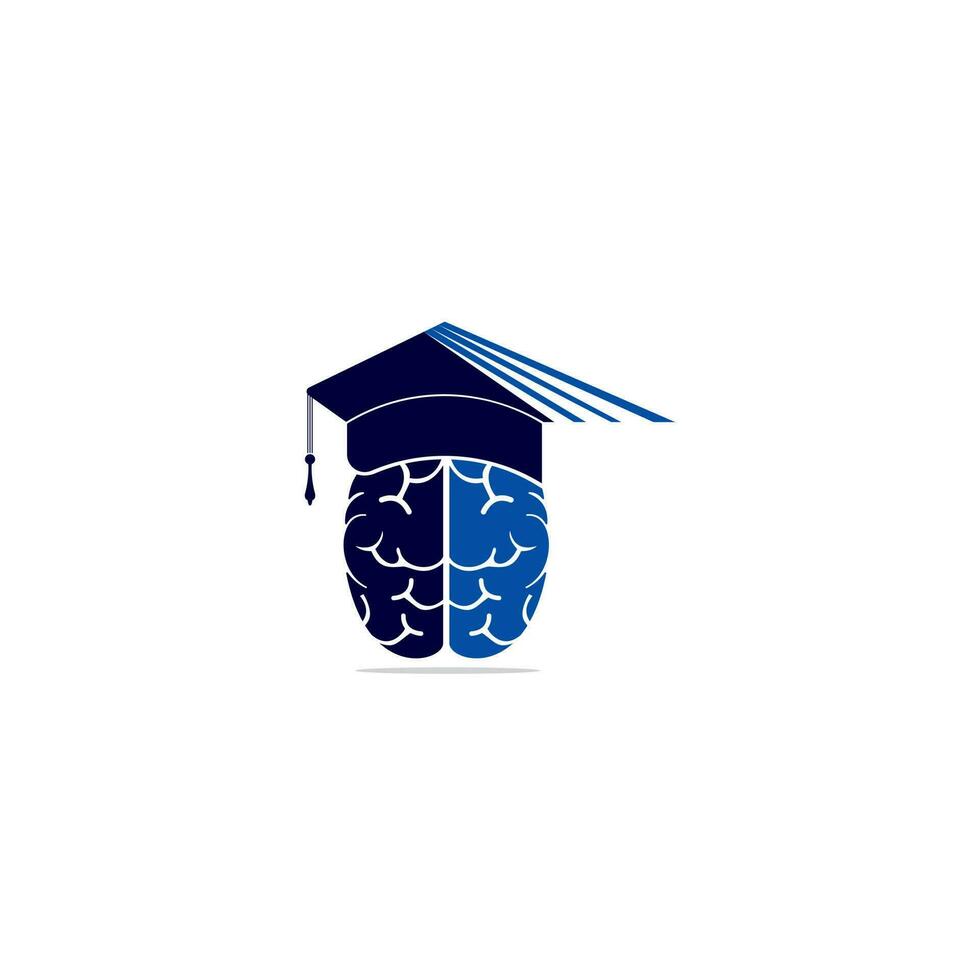 Brain and graduation cap icon design. Educational and institutional logo design. vector