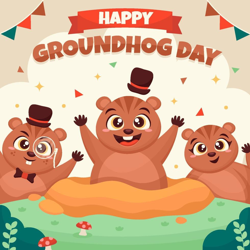 Happy Groundhog Day Concept vector