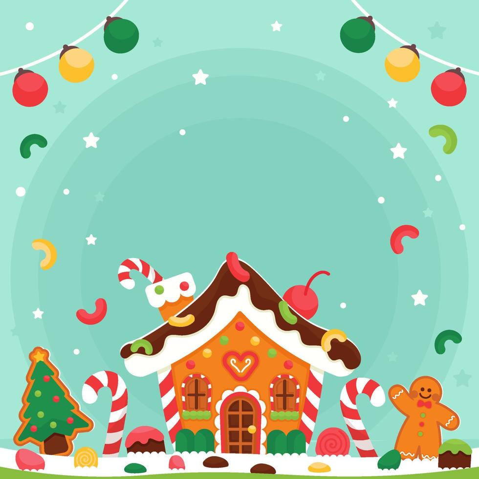 Cute Colorful Gingerbread House Background vector