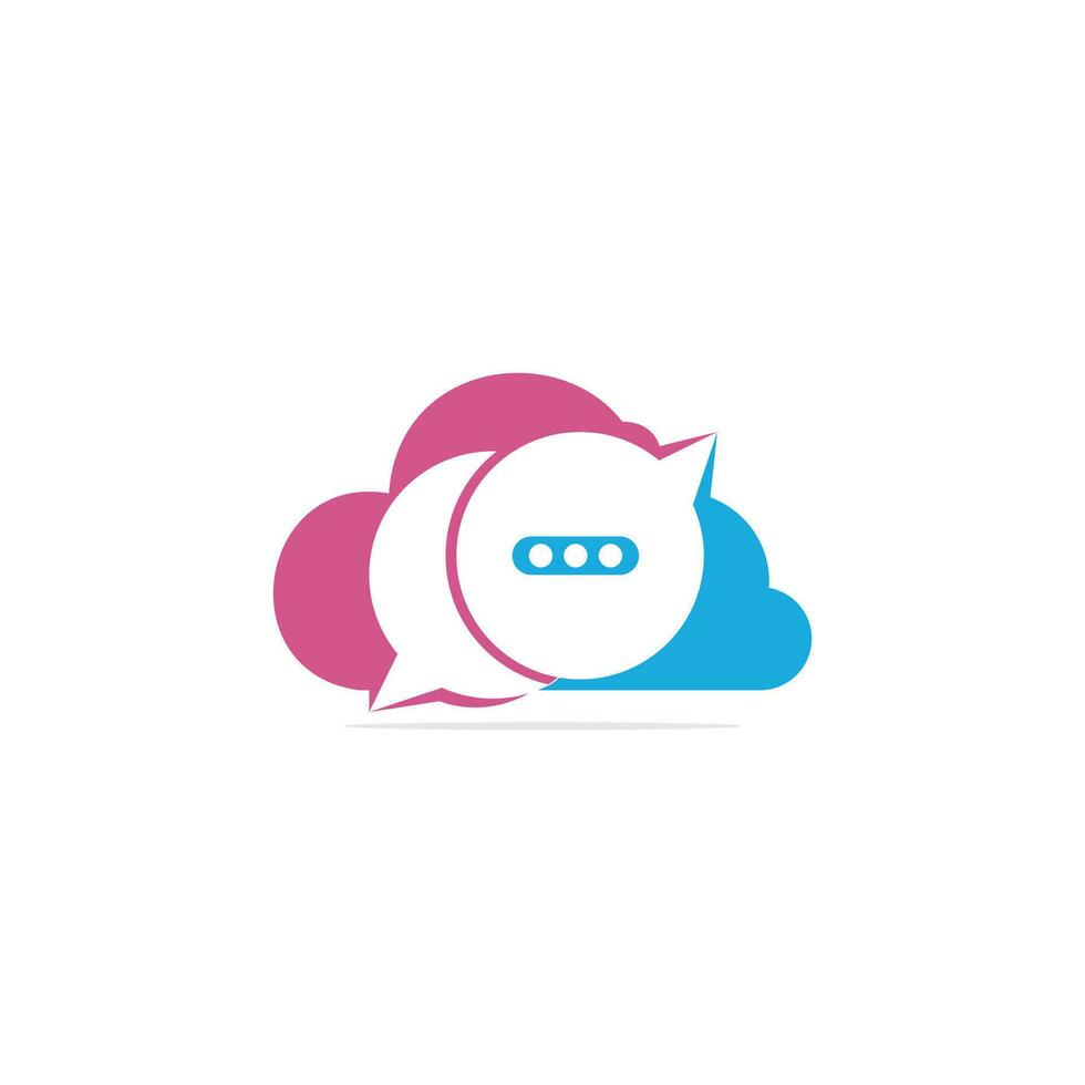 diseño de logotipo vectorial de chat en la nube. plantilla de logotipo de comunicación y tecnología. vector