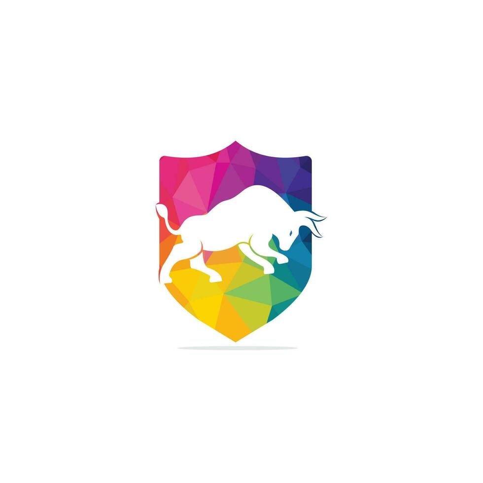 Bull vector logo design. Simple animal vector logo design template.
