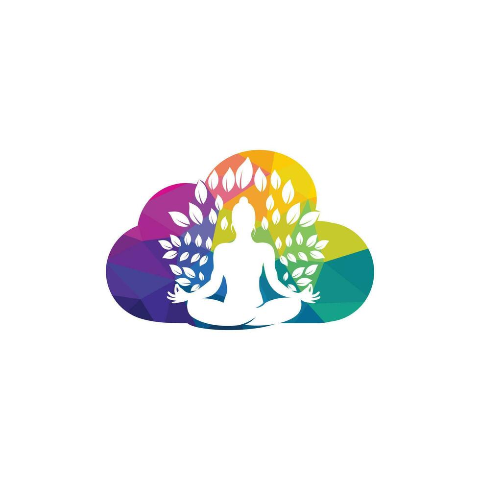 Cloud yoga logo vector with concept style.