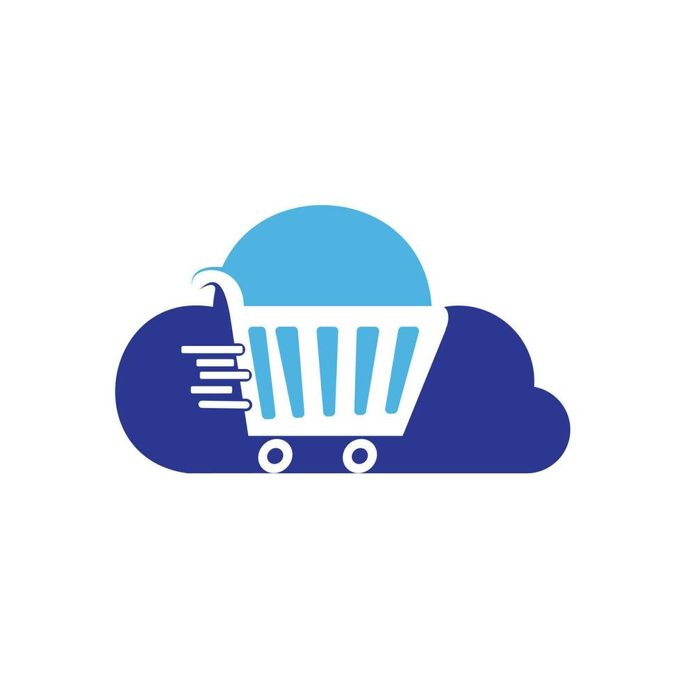 Cloud Shopping Logo Design. Vector Online Shop Logo Template