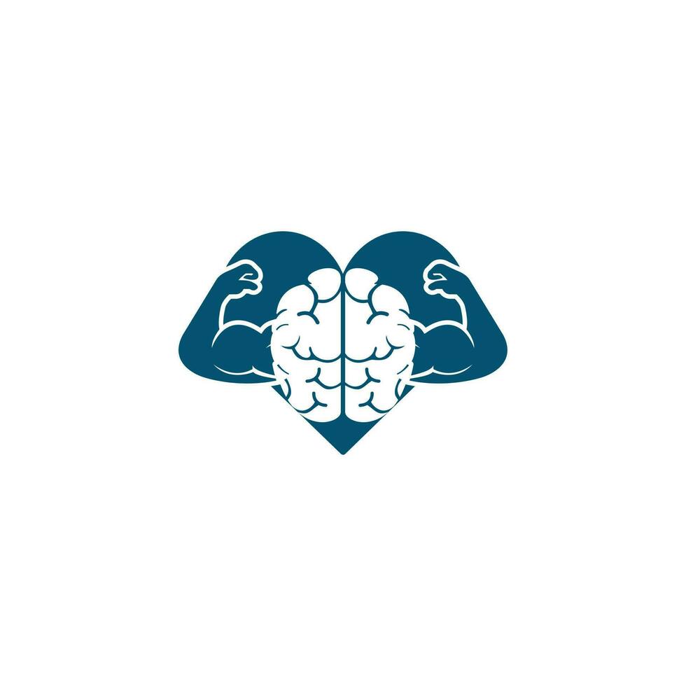 fuerte diseño del logotipo del vector cerebral. concepto de coeficiente intelectual alto. cerebro con fuertes bíceps.