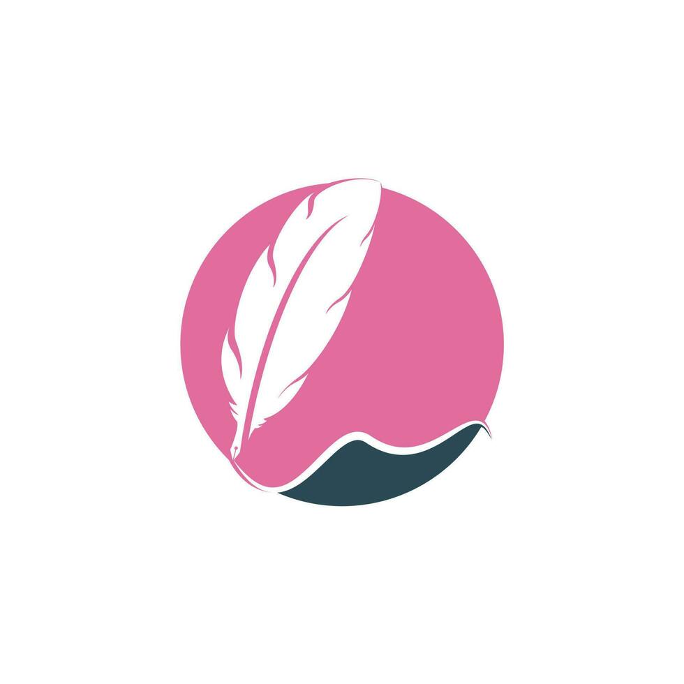 Feather Quill symbol vector design. Education and publication logo concept.