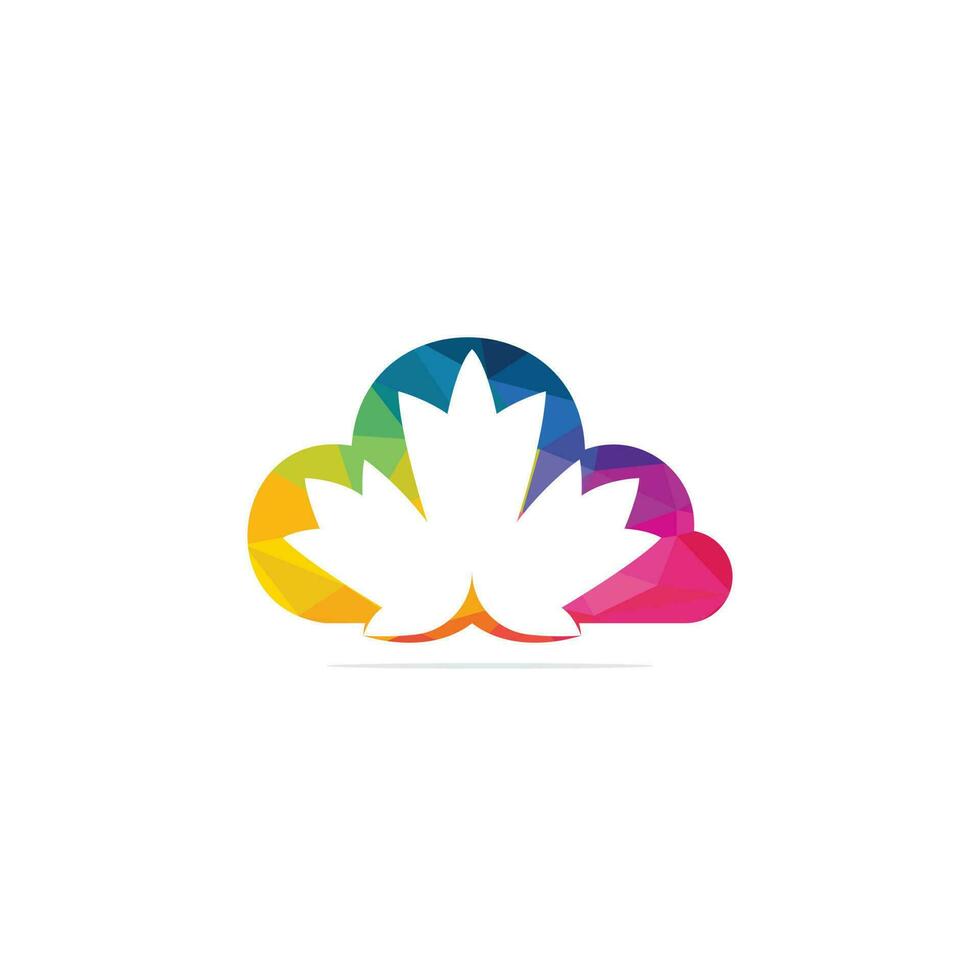 Cloud and Maple leaf Canada logo design. vector