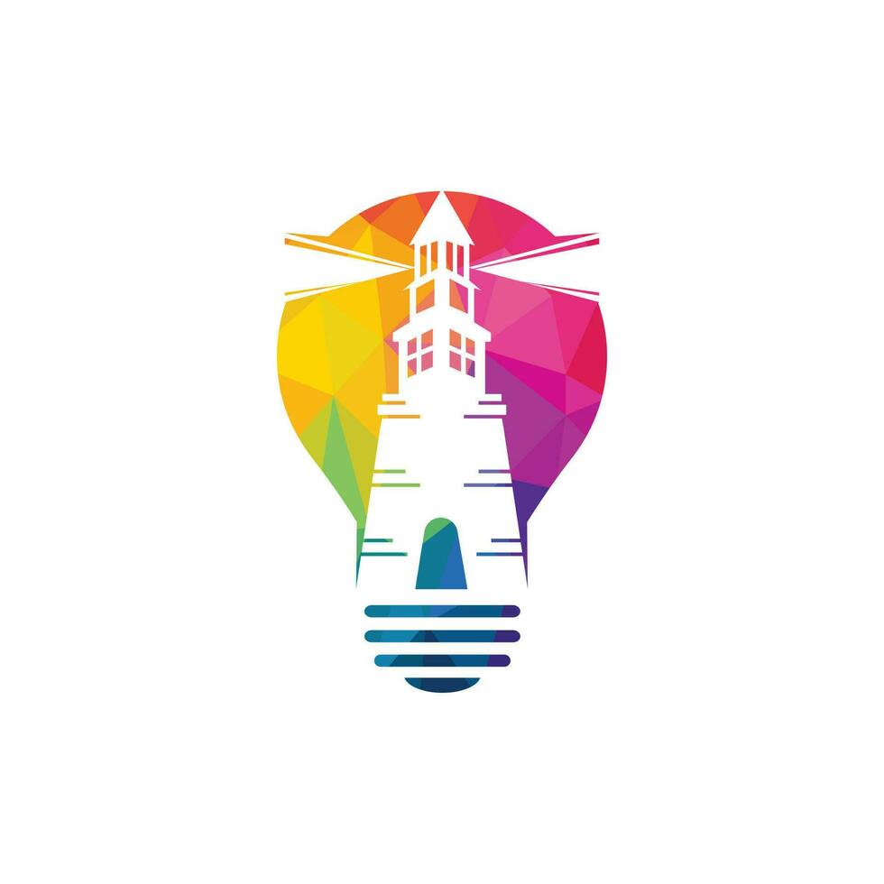 Lighthouse and light bulb vector logo design. Creative Lighthouse icon logo design vector template illustration.