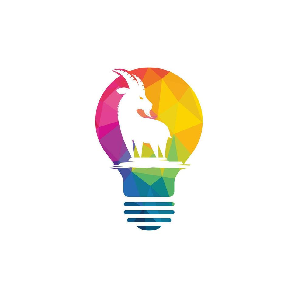 Goat light bulb logo design. Creative idea concept design. vector